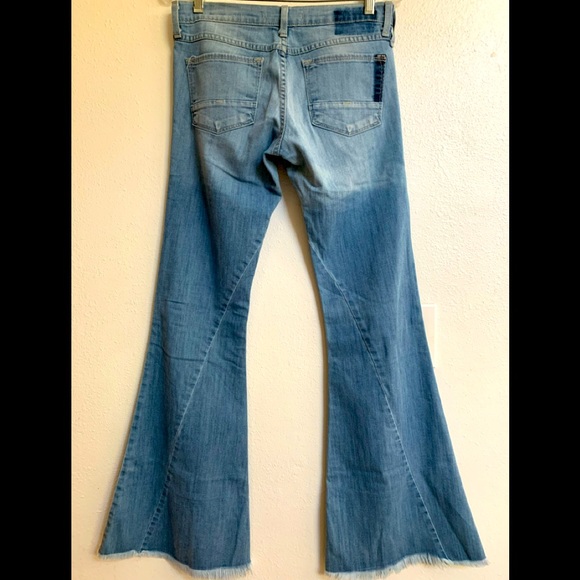 Flying Monkey Platinum Stretch Mid Rise Distressed Flare Jeans - Picture 3 of 5